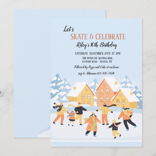 Ijsbaan Uitnodigingen (Voorkant / Achterkant)
