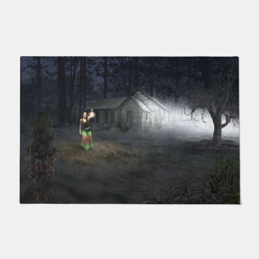 IJsbedekte pijnbomen in de Vloermat van de winter Deurmat (Voorkant)