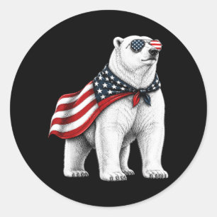 Ijsbeer 4 juli Amerikaanse vlag patriottisch Ronde Sticker