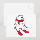 IJsbeer als skiër met ski's Briefkaart (Voorkant / Achterkant)