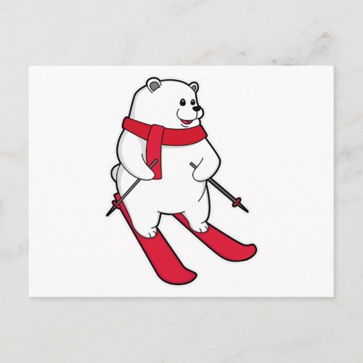 IJsbeer als skiër met ski's Briefkaart (Voorkant)