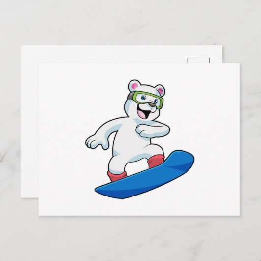 IJsbeer als snowboarder met snowboard Briefkaart (Voorkant / Achterkant)