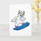 Ijsbeer als snowboarder met snowboard kaart (Gele Bloem)