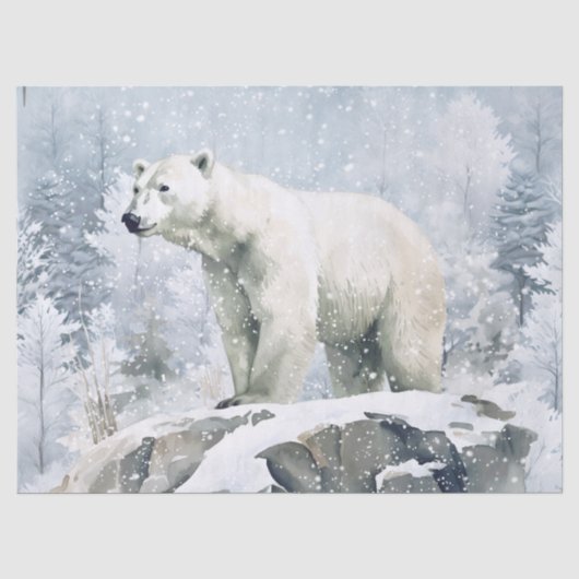 IJsbeer Aquarel Tissuepapier (Voorkant)