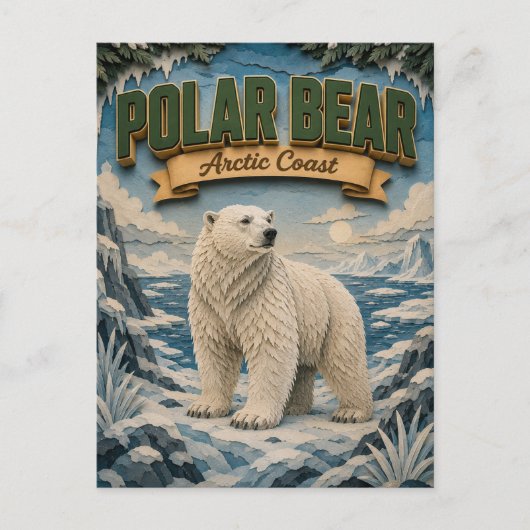 Ijsbeer Arctische Kust POPCUT Briefkaart (Voorkant)