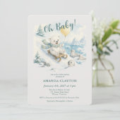 Ijsbeer babyshower uitnodiging (Staand voorkant)