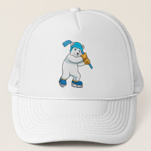 Ijsbeer bij IJshockey met IJshockeystick Trucker Pet
