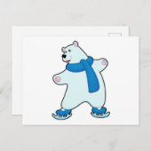 Ijsbeer bij schaatsen met sjaal briefkaart (Voorkant / Achterkant)