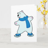 Ijsbeer bij schaatsen met sjaal kaart (Gele Bloem)