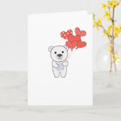 Ijsbeer Cute Dieren Met Hartjes Ballonnen Naar Kaart (Gele Bloem)