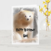 Ijsbeer, de Gelukkige Zoon van de Verjaardag Kaart (Gele Bloem)