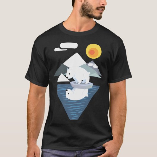 IJsbeer Dilemma Baseball Mouwstuk T-shirt (Voorkant)