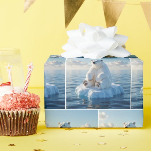 Ijsbeer drijvend op een ijsschots cadeaupapier (Verjaardagsfeest)