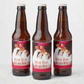 IJsbeer drinkende bier Rood waszegel Monogram Etiket (Flessen)