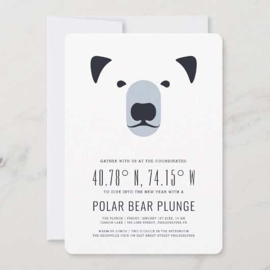 Ijsbeer-duik en verwarmingslunch uitnodiging (Voorkant)