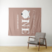 IJsbeer Eén Schattig Dier Eerste Verjaardag Wandkleed (In Situ (horizontaal))