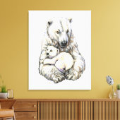 Ijsbeer en welp canvas afdruk (Insitu (Woonkamer))