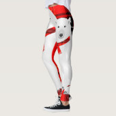 Ijsbeer en witte wolf rode geruite sjaal leggings (Links)