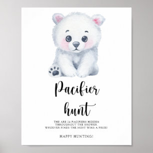 Ijsbeer - fopspeen jacht baby shower spel poster