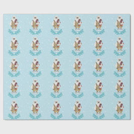 IJsbeer in Zwembroek Winter Sneeuwvlokken Blauw Cadeaupapier