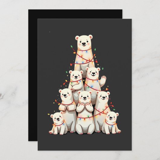 IJsbeer Kerstboom Prettig Kerstmis Kerstmis Kaart (Voorkant / Achterkant)