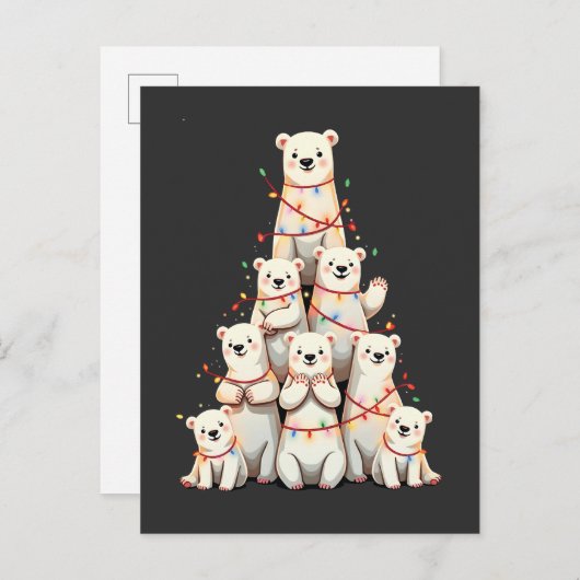 IJsbeer Kerstboom Prettig Kerstmis Kerstmis Uitnodiging Briefkaart (Voorkant / Achterkant)