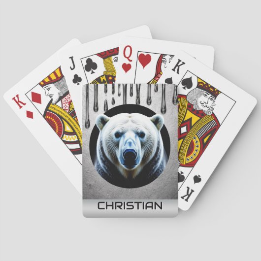 IJsbeer Met Aangepaste Naam 🐻❄️ Pokerkaarten (Achterkant)