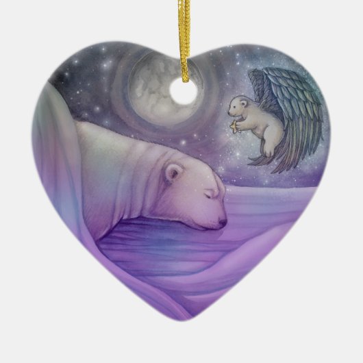 IJsbeer met engel kerstornament Keramisch Ornament (Voorkant)