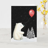 Ijsbeer Met Rode Verjaardagsballon Kaart (Gele Bloem)