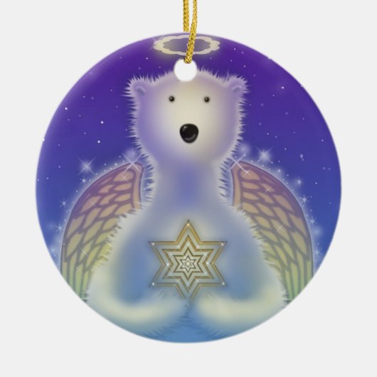 IJsbeer met sterornament Keramisch Ornament (Voorkant)