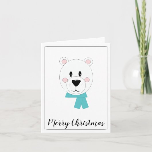 IJsbeer met turquoise sjaal Feestdagen Kaart (Voorkant)
