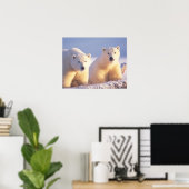 Ijsbeer met welp op pakijs poster (Thuiskantoor)