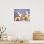 Ijsbeer met welp op pakijs poster (Keuken)