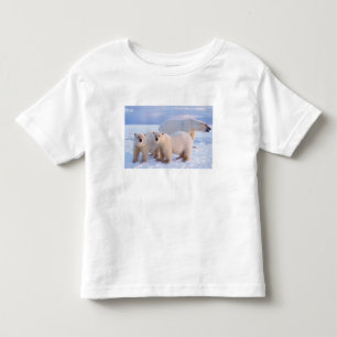 Ijsbeer-moeder met welpen op pakijs, kust kinder shirts