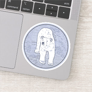 Ijsbeer op ijs Schilderij - Originele Wilde Natuur Sticker