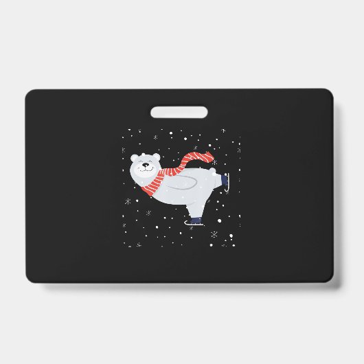 Ijsbeer Schaatst Met Kerstmis Badge (Voorzijde)