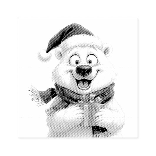 Ijsbeer Schattig Kerstcadeau Rubberstempel (Afrduk)