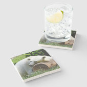Ijsbeer Stenen Onderzetter (Zijkant)