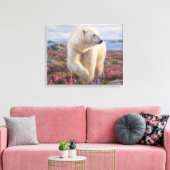 IJsbeer tussen wilde bloemen Arctische Toendra Canvas Afdruk (Insitu (Woonkamer))