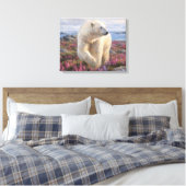 IJsbeer tussen wilde bloemen Arctische Toendra Canvas Afdruk (Insitu (Slaapkamer))