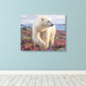 IJsbeer tussen wilde bloemen Arctische Toendra Canvas Afdruk (Insitu (Houten vloer))