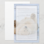 ijsbeer, Ursus maritimus, jong rollebollend 3 Briefpapier (Voorkant / Achterkant)