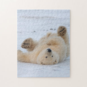 ijsbeer, Ursus maritimus, jong rollebollend 3 Legpuzzel