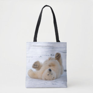 ijsbeer, Ursus maritimus, jong rollebollend 3 Tote Bag