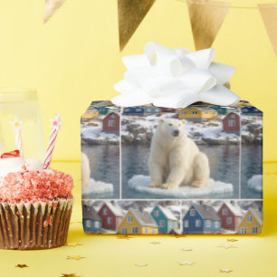 Ijsbeer van Groenland op een ijsschots Cadeaupapier