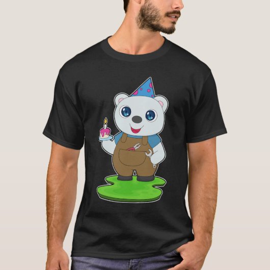 IJsbeer Verjaardag monteur T-shirt (Voorkant)
