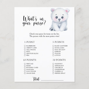 Ijsbeer - Wat zit er in je tas baby shower spel