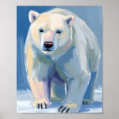 Ijsbeer | Waterverf Winter Dier Schilderij Poster (Voorkant)