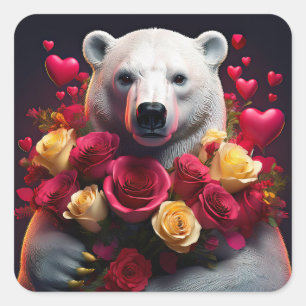 IJsbeer wil dat jij zijn Valentijn wordt Vierkante Sticker