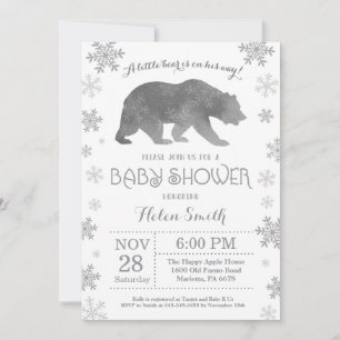 Ijsbeer Winter Baby Shower Sneeuwvlok Uitnodiging